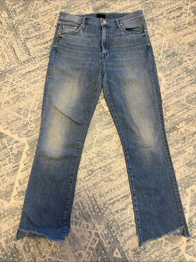 MOTHER Women's Blue Jeans - Insider Crop Two Step Fray